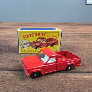 Matchbox Jeep Gladiator Pick-up Truck Kids Red Excellent No. 71 Lesney Boxed